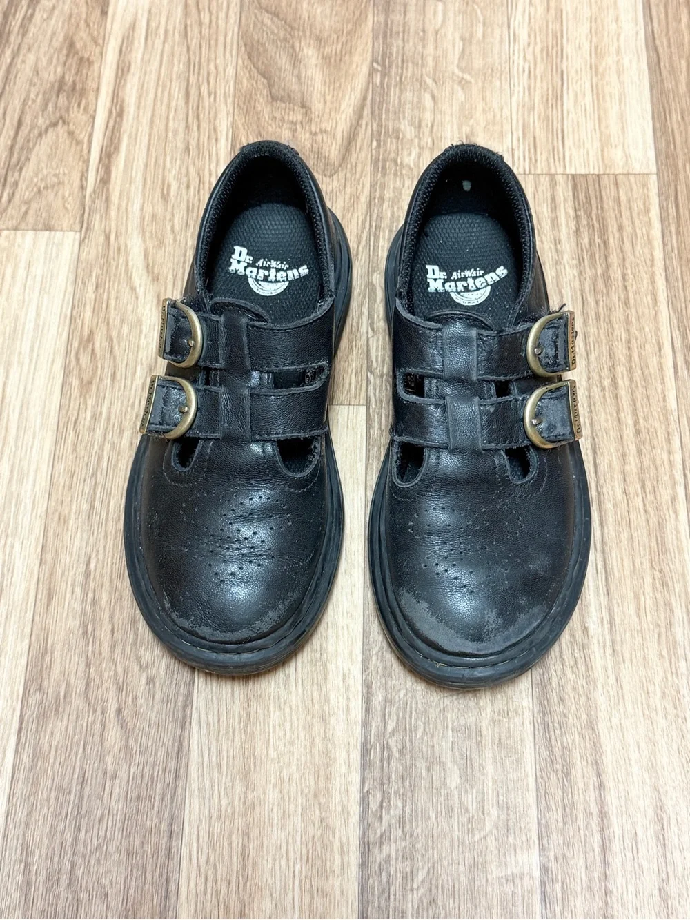 Dr. Martens 8065 Junior Black Leather T-Bar Mary Jane Shoes Size 12 US Kids